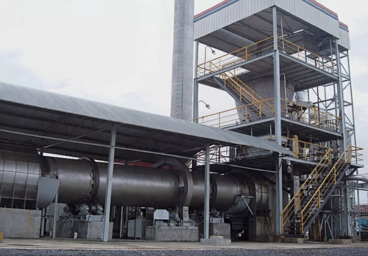 Detailed view of Ever-power rotary kiln and secondary combustion chamber